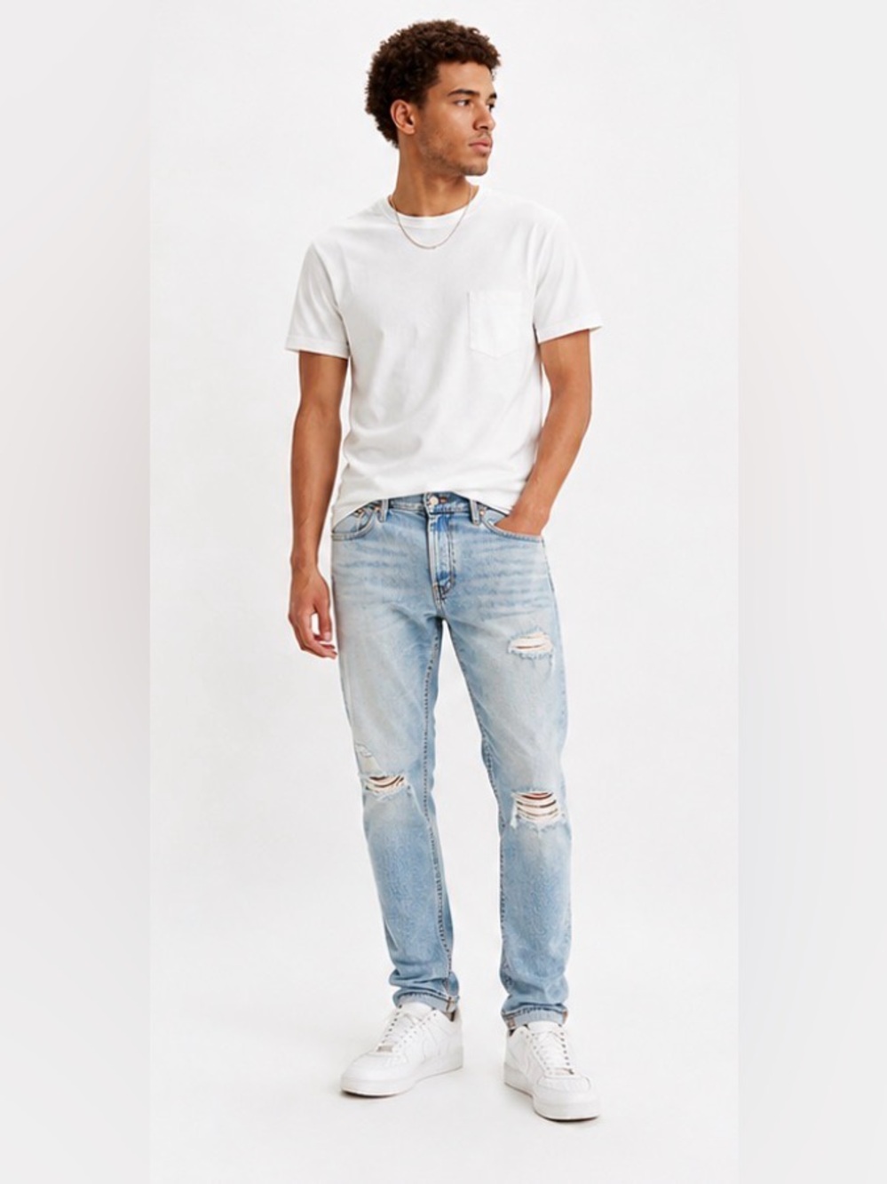 Slim Ripped Men's Light Blue Jeans